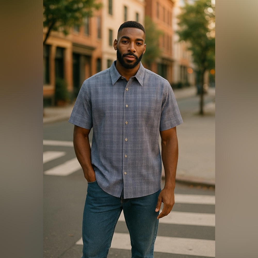 Nwot Checked Roundtree And Yorke Button Up - image 1